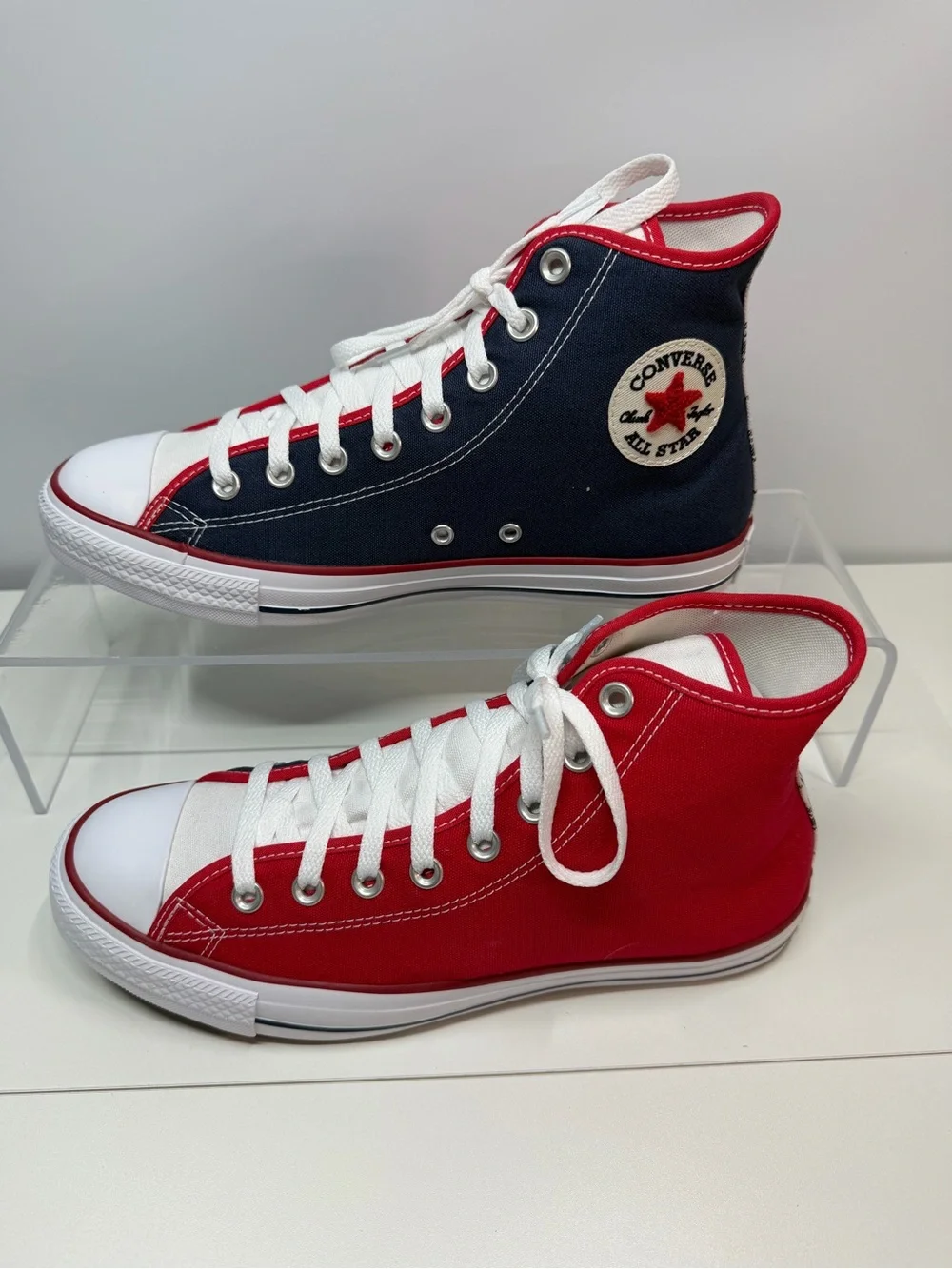 Custom Converse Chuck Taylor All Star High Tops Red Navy Men’s 9 Women’s